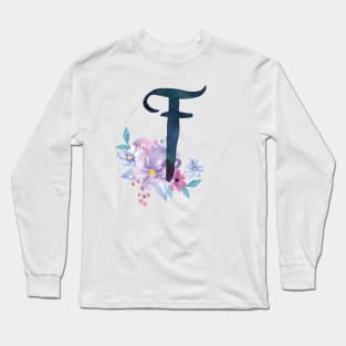 Floral Monogram F Pretty Lilac Bouquet Long Sleeve T-Shirt